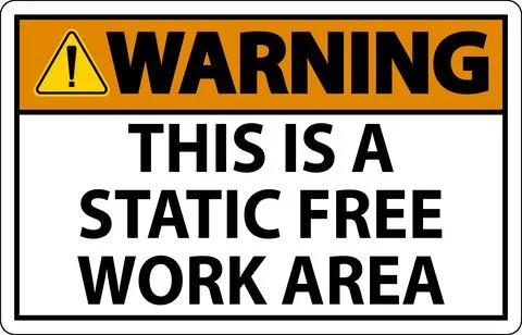 Warning Sign This Is A Static Free Work Area Illustrazione stock