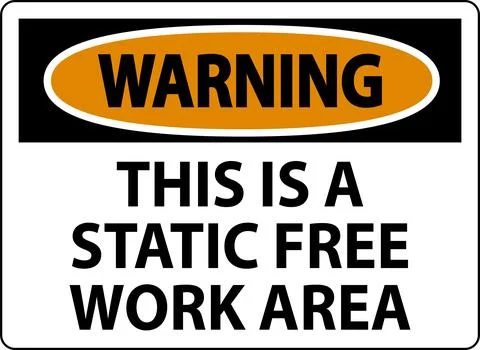 Warning Sign This Is A Static Free Work Area 스톡 일러스트