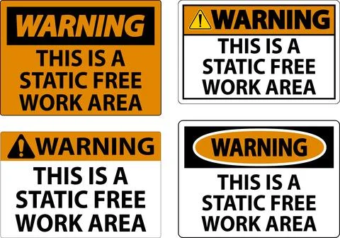 Warning Sign This Is A Static Free Work Area 스톡 일러스트