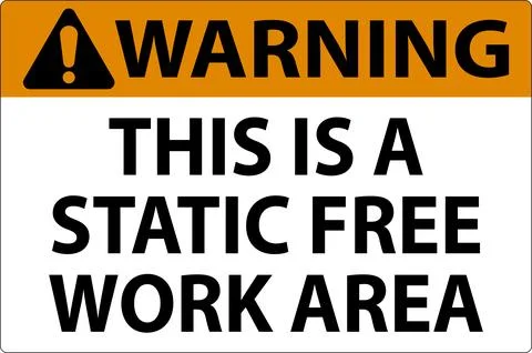 Warning Sign This Is A Static Free Work Area Illustrazione stock