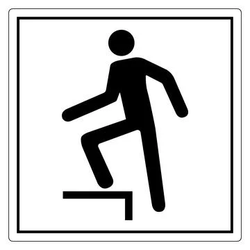 Warning Sign for Step Hazard Prevention Stock Illustration