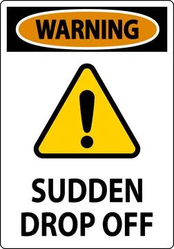Warning Sign Sudden Drop Off Stock Illustration