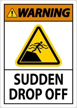 Warning Sign Sudden Drop Off Stock Illustration