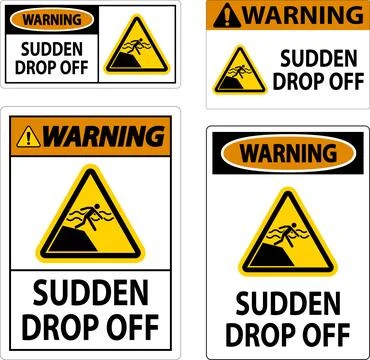 Warning Sign Sudden Drop Off Stock Illustration