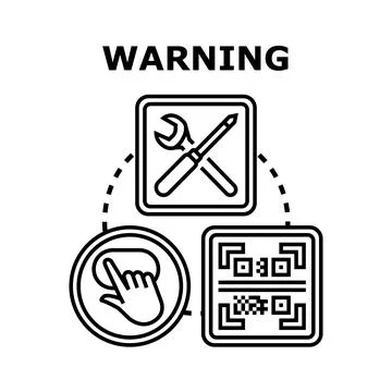 Warning sign with technical service and qr code Stock Illustration
