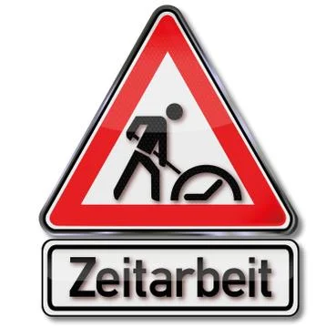 Warning sign with time work and  temporary employment Illustrazione stock