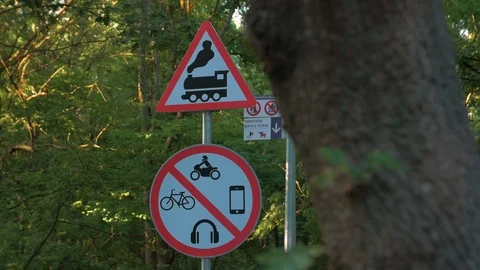 A Warning Sign Of Train Stock Footage 116602672
