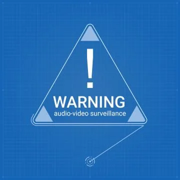 Warning sign in triangle on blueprint background. Icon for UI. Element of user Illustrazione stock