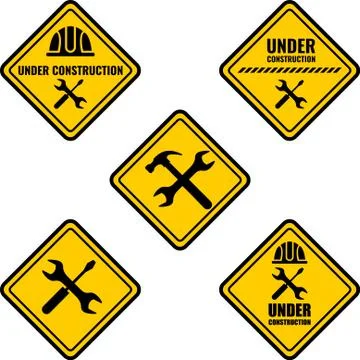 Warning sign under construction. Vector Logo concept. Illustrazione stock