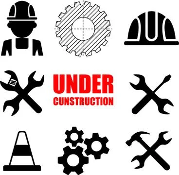 Warning sign under construction. Vector Logo concept. Illustrazione stock