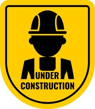 Warning sign under construction. Vector Logo concept. Illustrazione stock