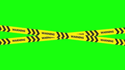 Warning sign, warning tape sets must be careful for construction and crime Stock Footage 287334968