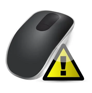 Warning sign wireless computer mouse isolated on white background Stock Illustration