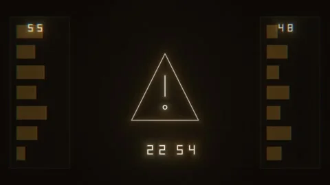 Warning signal with numbers and triangle on dark background Stock Footage 338232791