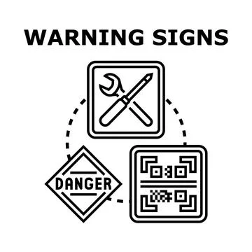 Warning signs concept displaying danger and technical issues Stock Illustration