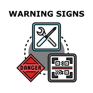 Warning signs concept displaying danger and technical issues Stock Illustration
