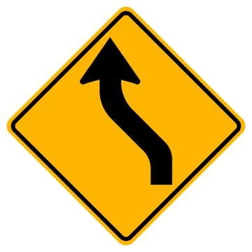 Warning signs Double curve, first to left on white background Stock Illustration
