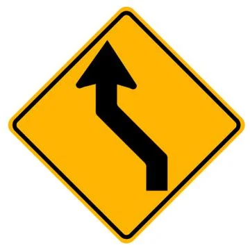 Warning signs Double curve, first to left on white background Stock Illustration