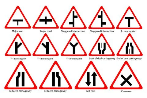 Warning Signs Editable Adobe Illustrator Vector Set Stock Illustration