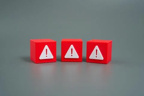 Warning signs for errors or dangers. Cautionary awareness, compliance issues, 스톡 사진