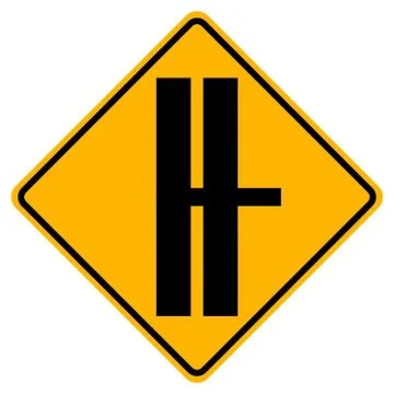 Warning signs Highway intersection ahead and T-Junction Traffic Road on white Stock Illustration