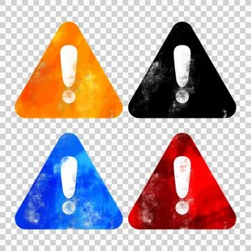 Warning signs in multiple colors, danger alert symbols. Stock Illustration