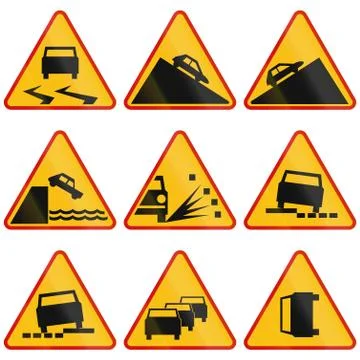 Warning Signs In Poland Stock Illustration