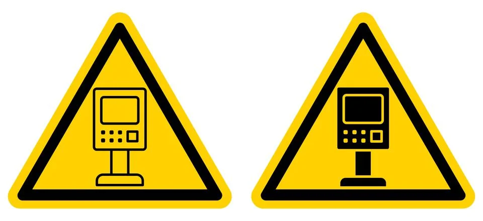 Warning Signs for Potential Hazards from Electronic Equipment and Machines Stock Illustration