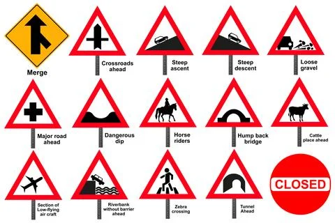 Warning Signs Set 1 Editable Vector Artwork for Adobe Illustrator Stock Illustration