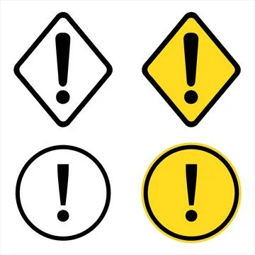 Warning signs set exclamation marks in geometric shapes concept design Stock Illustration