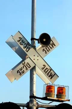 Warning signs of train. Фото