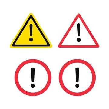 Warning Signs Triangle and Circle Icons Stock Illustration