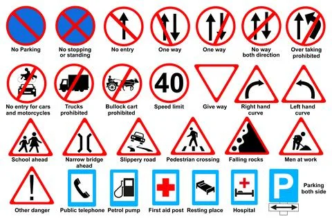 Warning Signs Vector Set Editable AI Graphics Stock-Illustration