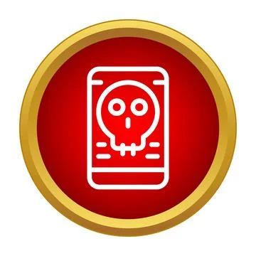 Warning skull icon on smartphone screen concept 스톡 일러스트