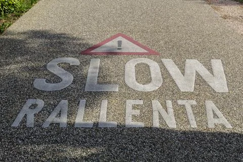 Warning to slow down Foto stock