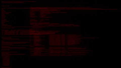 Warning Source code scrolling 4K Animation. hacker display glitch Pixel grid scr Stock Footage 341897837
