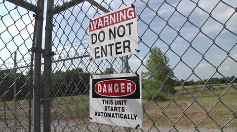 Warning Starts Automatically Sign Stock-Footage 44267507