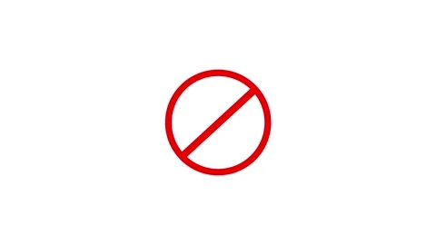 Warning, stop or no entry forbidden red circle on background. Animation of .. Stock Footage 303032400
