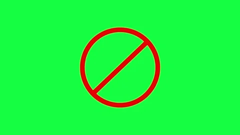 Warning, stop or no entry forbidden red circle on background. Animation of .. Stock Footage 303032408