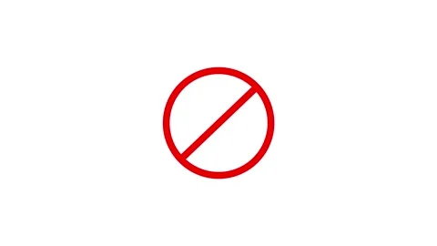 Warning, stop or no entry forbidden red circle on background. Animation of .. Stock Footage 303032415