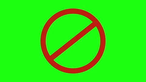 Warning, stop or no entry forbidden red circle on green background. Animati.. Stock Footage 337387892