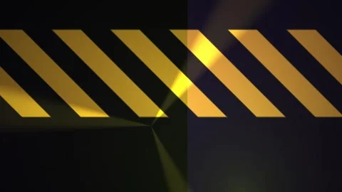 Warning Stripe Animation with Diagonal Yellow Stripes and Light Beams on Da.. Stock Footage 344724861