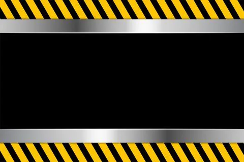 Warning stripe background with metal template. yellow caution stripe vector Illustrazione stock
