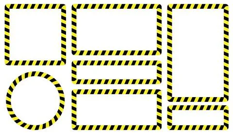 Warning striped frame, warning to be careful, potential danger, yellow and .. Stock Illustration