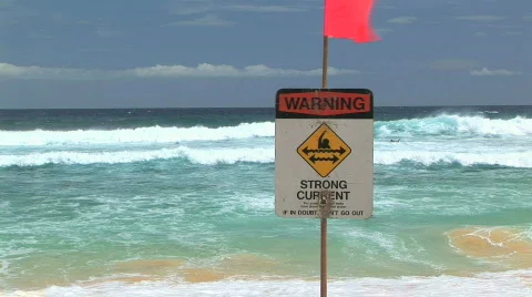 Warning Strong Current Sign at Sandy Beach in Oahu, Hawaii Vidéo 279089