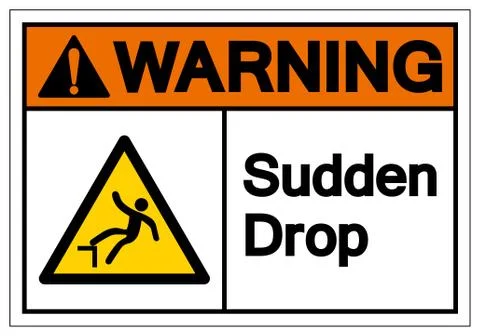 Warning Sudden Drop Symbol Sign,Vector Illustration, Isolated On White Backgr Stock Illustration