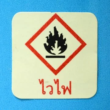 Warning symbol flame Stock Photos
