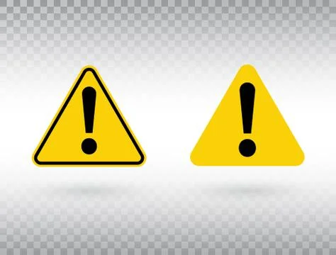 Warning symbol set. Attention button. Black exclamation mark in yellow triang Stock Illustration