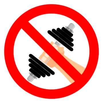 Warning symbol training with barbell Stock Illustration