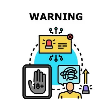 Warning system alerting about restricted mature content Stock Illustration